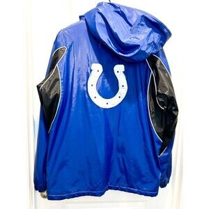 Vintage NFL Indianapolis Colts Hooded Quilt Lined Coat Jacket Full Zip Sz L